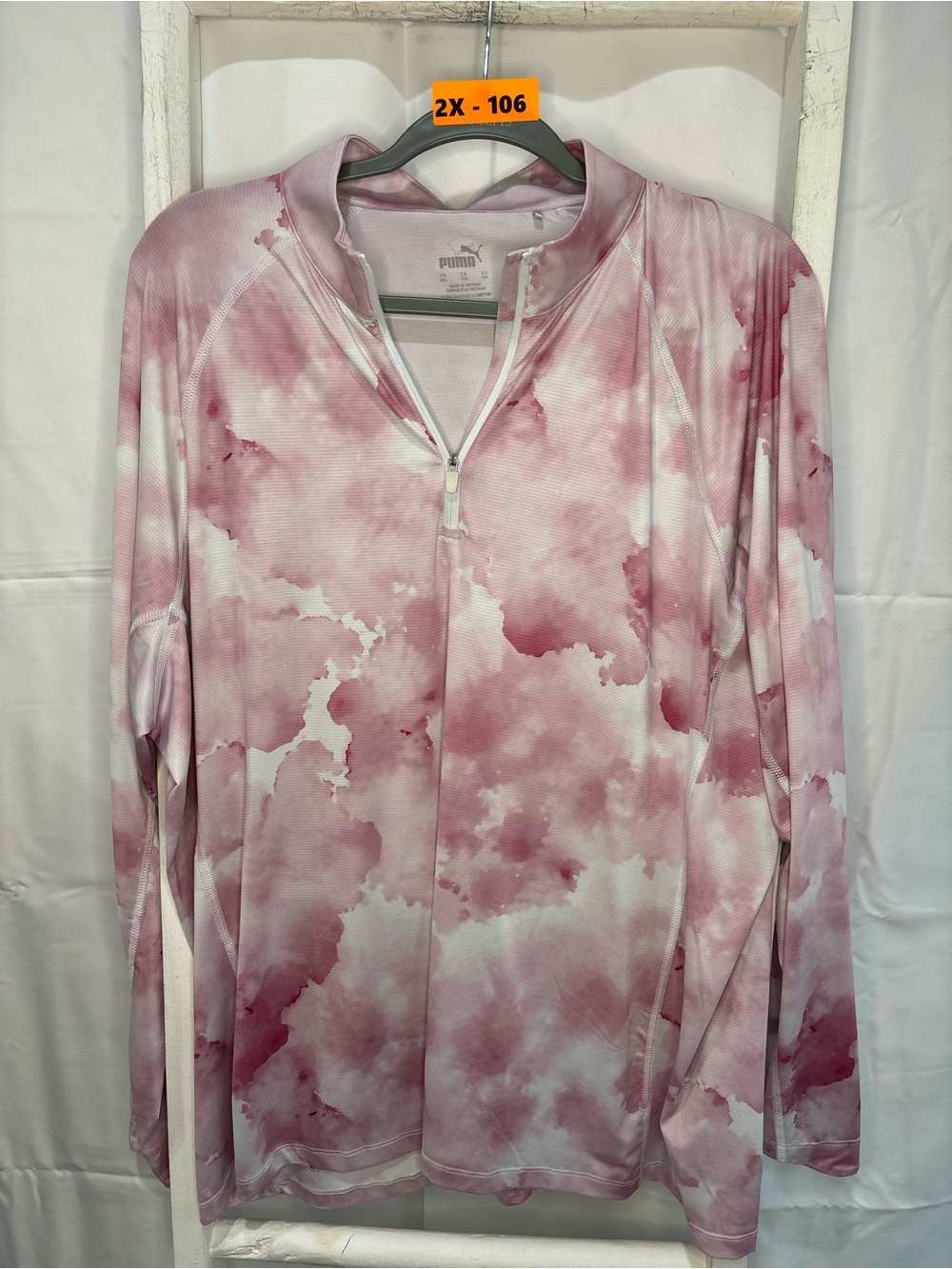 Puma Women's Pink Tie-Dye Half-Zip Long Sleeve Pullover